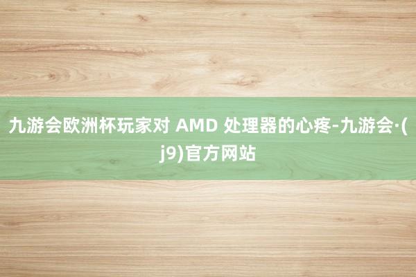 九游会欧洲杯玩家对 AMD 处理器的心疼-九游会·(j9)官方网站